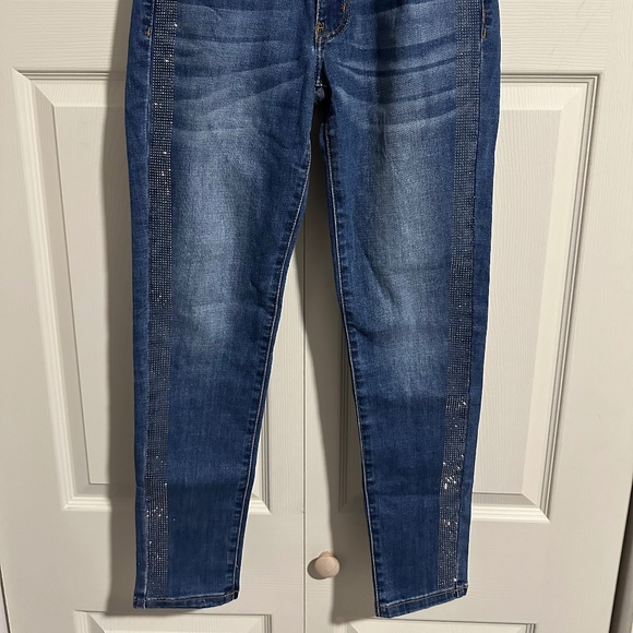 Vocal Self Jeans With Rhinestone Embellishment Outside Leg Size Medium - Picture 2 of 5